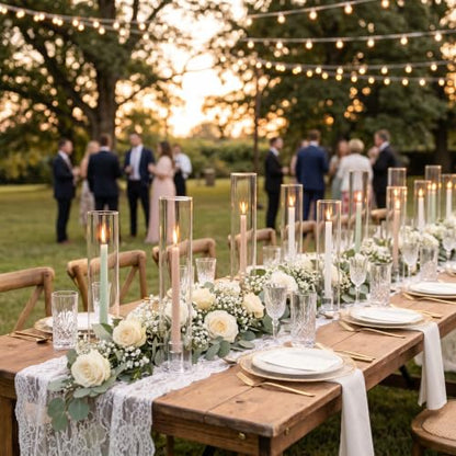 Hurricane Taper Candle Holder Thickened Cylinder Covers | with Candlestick Holders Set of 6 Centerpiece for Wedding Dining Table - size: With Hurricane