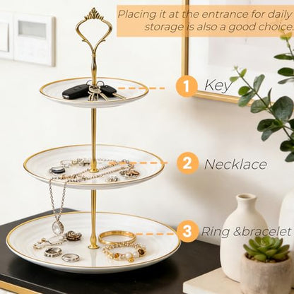 Goaste 3 Pack Tiered Cupcake Stand, Plastic Cupcake Stand Tower, 3 Tier Round Shape Dessert Serving Tray, White Cookie Candy Buffet Stand for Tea Party, Baby Shower, Wedding, Birthday, Christmas