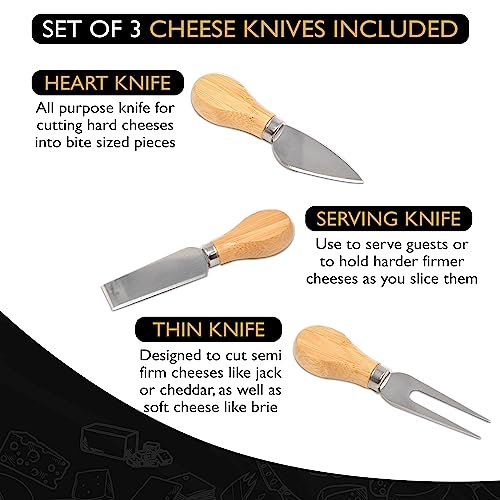 Bamboo Cheese Board & Knife Set, Large Folding 18 Inch Round Wood Rotating Charcuterie Board Set Cheese Meat Wine Serving Tray Platter, Home Decor