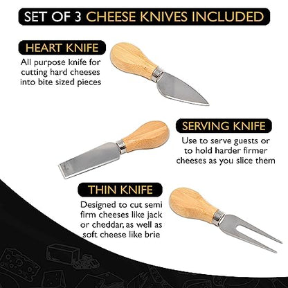 Bamboo Cheese Board & Knife Set, Large Folding 18 Inch Round Wood Rotating Charcuterie Board Set Cheese Meat Wine Serving Tray Platter, Home Decor