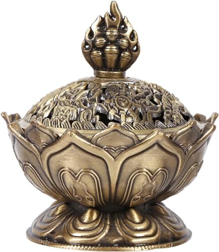 Classic Lotus Incense Burner,Super Mini Lotus Cone Incenses Holder,Incense Burner Holder, 2.08"x 3.14"Vintage Lotu Flower Shaped Incense Holder,for Stick and Cone Incense (Bronze Color) - color: Bronze, size: 2.08" x 3.14"