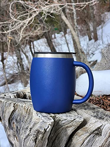 CHILLOUT LIFE Stainless Steel Insulated Coffee Mugs Set of 2 (14oz) – Double Wall Coffee Cups With Spill Resistant Lid & Strong Handle – Shatterproof Cups for Cold Drinks & Hot Beverages - color: Navy Blue