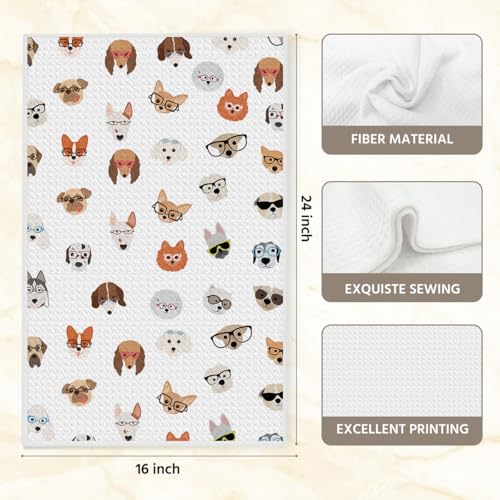Cute Dog Kitchen Towels, Dog Lover Gifts Dish Towels for Kitchen, Highly Absorbent Hand Towel Tea Towel, 16 x 25 Inch Drying Towel Housewarming Gifts for Women Friends - color: Lm 343
