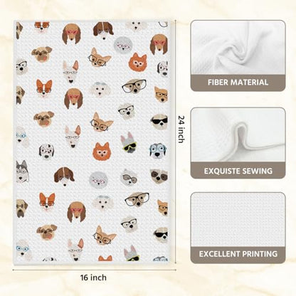 Cute Dog Kitchen Towels, Dog Lover Gifts Dish Towels for Kitchen, Highly Absorbent Hand Towel Tea Towel, 16 x 25 Inch Drying Towel Housewarming Gifts for Women Friends - color: Lm 343