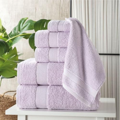 Personalized Towel Set, Custom Bath Towels with Name, Turkish Cotton Lilac | 6 Pcs Set, 100% Cotton, Embroidered, Monogrammed, Customized Gift For Adults, Wedding, Bridal Shower, Housewarming, Spa - color: Lilac, size: 6 Piece Towel Set