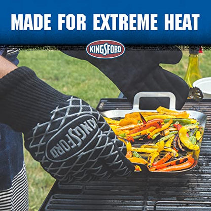 Kingsford Heat-Resistant BBQ Grill Gloves, Five Finger, 2 Count Pair | Protects hands from extreme temperatures, textured grip for secure hold, sold as a set of two