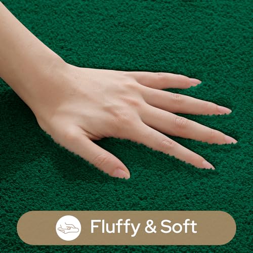 HOMEIDEAS Upgraded Bathroom Rugs Set 3 Piece, Ultra Soft Memory Foam Bath Mats, Super Absorbent Non Slip Washable U-Shaped Toilet Bath Rug (Dark Green, 17"x24"+20"x32"+U-Shaped 20"x24") - color: Dark Green