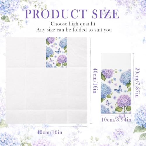 Hydrangea Linen Feel Pocket Napkins for Wedding Bridal Shower Supplies | Hydrangea Garden Design,Premium Linen Feel Paper,Built-In Flatware Pocket,Wedding, Baby Shower, Garden Party - color: Hydrangea