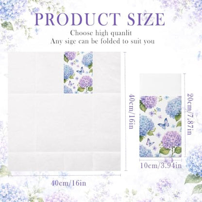 Hydrangea Linen Feel Pocket Napkins for Wedding Bridal Shower Supplies | Hydrangea Garden Design,Premium Linen Feel Paper,Built-In Flatware Pocket,Wedding, Baby Shower, Garden Party - color: Hydrangea