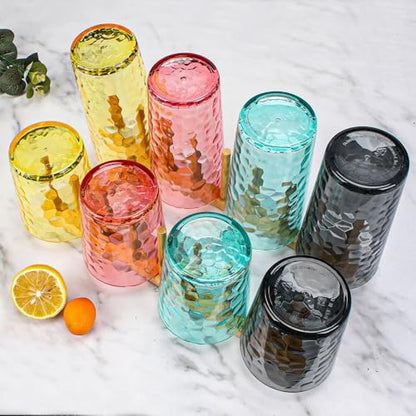 BPA-Free Plastic Tumblers 8 Pack (4x16oz+4×22oz) | Reusable Dishwasher Safe | Stackable Shatterproof Cups | Plastic Drinkware & Drinking Tumblers for Restaurant, Home, Party - color: Many Styles, size: 8-Pack