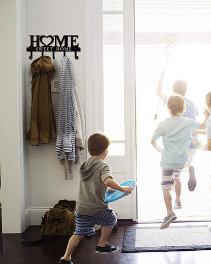 Key Holder Hooks Organizer, Hanger Rack Wall Mounted Wall Metal Decor | Wall Holder Hooks Organizer for Entryway Front Door Kitchen Hallway Garage Mudroom 9.8inches/25cm