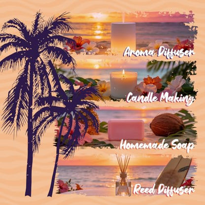 ARVIDSSON Hawaii Fragrance Oil Set, Summer Essential Oils for Diffuser, Tropical Scent Oils - Sunset Breeze, Coconut Coast, Gild Pineapple, Tropical Citrus, Iced Watermelon, Tanderine Mojito - color: Pink