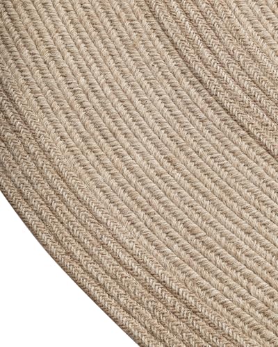 LUMI 4' Round Natural Jute Area Rug, Braided Farmhouse Rug - color: Beige-round, size: 4'x4'