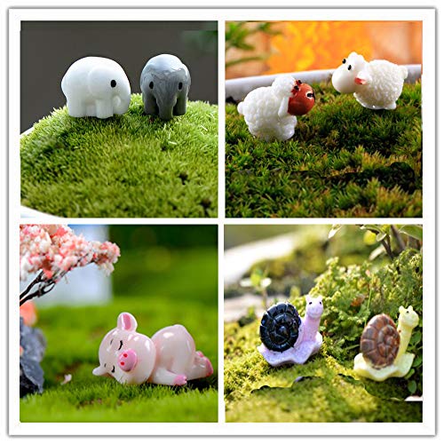 Kbraveo 45 Pcs Mini Animals Miniature Ornament Kits for DIY,Fairy Gardens Décor,Elephants,Rabbits,Hedgehogs,hens,Bunnies,Cubs,Chicks,Bees,Cows,Frogs,Snails,Turtles,Puppies,Pigs,Sheep
