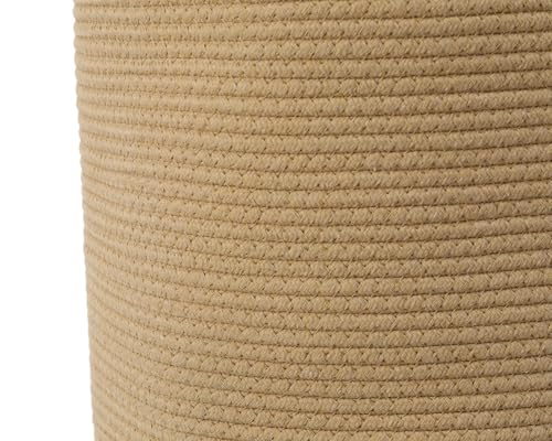 16"x20" Extra Large Cotton Rope Basket with Zipper Lid, Woven Laundry Hamper and Blanket Storage Basket, Round Clothes Bin for Living Room Bedroom, Beige - color: All Beige