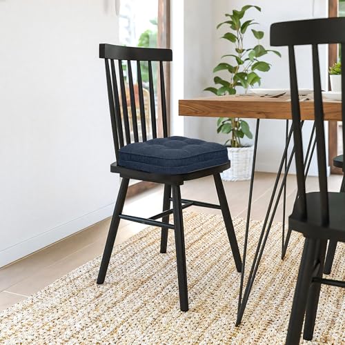 GOFORIT Memory Foam Cushion，Square Seat Cushions for Dining Chairs,Non-Slip Chair Pads with Removable Cover, 16'' x 16'', Dark Blue - color: Dark Blue