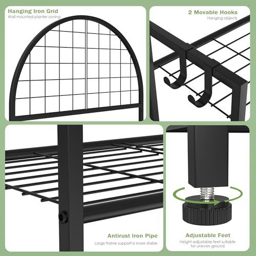 VGMiu 4 Tier Plant Stand Indoor Outdoor, Metal Plant Shelf for Multi Plants | Black Plant Display Stand Flower Plante Pots Holder for Patio Garden Balcony Living Room
