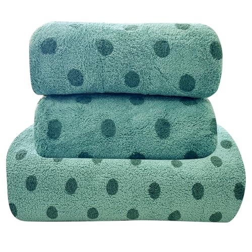 Blue Dots Bath Towels Coral Velvet Highly Absorbent Towels for Bathroom Shower Spa(Blue,1 Bath Towel+2 Hand Towels) - color: Blue Dot, size: 3 pack