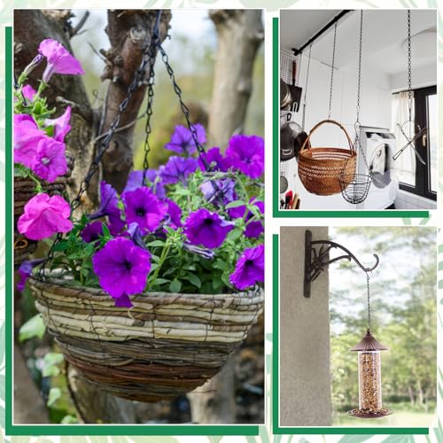 Benvo Hanging Plant Chains Flower Pot Hangers with Clips and Hooks 3 Point Replacement Chain Holders for Baskets Bird Feeders Planters and Other Ornaments (24.8 inch Long) - size: 24.8 inch Long