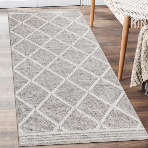 Machine Washable Area Rug Runner - Living Room Bedroom Bathroom Kitchen Entryway Office - Padded Low Pile Stain Resistant Premium - Boho Modern Farmhouse - Tessa - Beige Ivory 2'6" x 10' - color: Tessa - Beige Ivory, size: 2'6" x 10' (Rectangular)