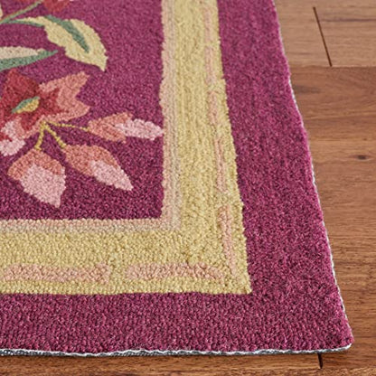 SAFAVIEH Chelsea Collection Runner Rug - 2'6" x 6', Burgundy, Hand-Hooked French Country Wool, Ideal for High Traffic Areas in Living Room, Bedroom (HK210C) - color: Burgundy, size: 2'6" x 6' (Runner)