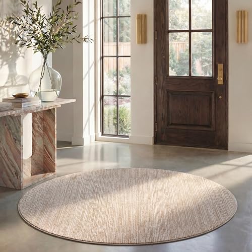 SAFAVIEH Vision Collection Area Rug - 6'7" Round, Cream, Modern Ombre Design, Non-Shedding & Easy to Clean, Ideal for Living Room, Bedroom, Dining Space (VSN606F) - color: Creme, size: 6'7" (Round)