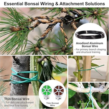 Bonsai Tools Set, 20-Piece Bonsai Tools Set with Waterproof Repotting Mat, Pruning Shears, Scissors & Training Wire - Indoor Gardening Starter Gifts for Women, Men & Beginners - color: Green