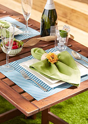 DII Farmhouse Stripe Woven Tabletop Collection Placemat Set, 13x17.25, Storm Blue, 6 Piece - color: Storm Blue