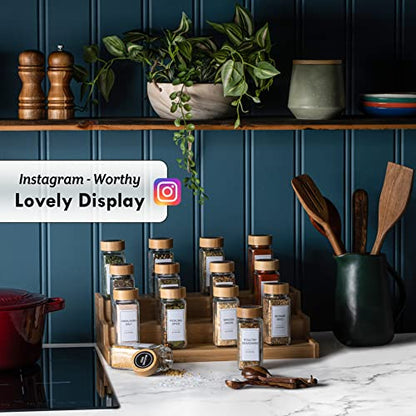 24-Piece Spice Jars Set by Le'raze: Glass Jars with Bamboo Lids, Labels & Funnel, Airtight Kitchen Storage