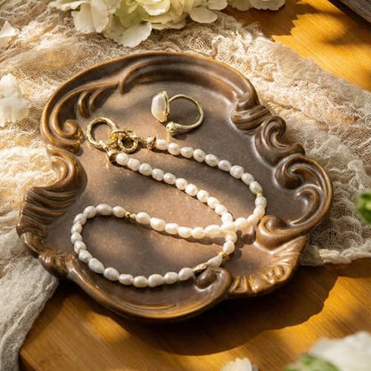 Jewelry Dish, Ring Dish, Ceramic Jewelry Tray, Trinket Dish, Ring Holder Dish, Cute Vanity , Small Key Bowl, Valentine's Christmas Gifts for Women Daughter Girlfriend BFF on Birthday Engagement, Red - color: Red