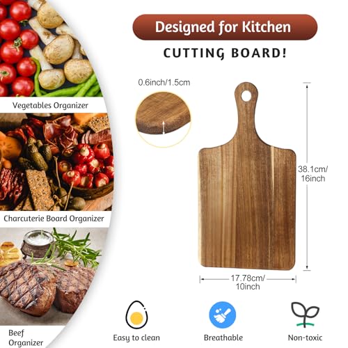 Didaey 6 Pcs Cutting Board Bulk Kitchen Thicken Chopping Platter with Handles Wooden Charcuterie Serving Trays Blank Wood Boards for Engraving Wedding Housewarming(Acacia Wood,13 x 7 Inch) - size: 13 x 7 Inch
