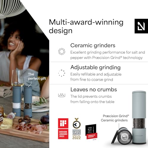 LARS NYSØM Salt and Pepper Grinder Set Manual, Stainless Steel Salt and Pepper Mills with Adjustable Ceramic Grinder I Design Spice Shakers (Blue) - color: Stone Blue/Sky Blue, size: Set of two manual grinders