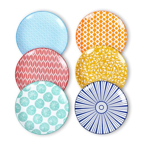Selamica Ceramic Dessert Plates, 7 Inch Small Plates, Appetizer Plates for Kitchen, Set of 6, Microwave Dishwasher Safe, Assorted Colors - color: Assorted Colors, size: 7 Inch