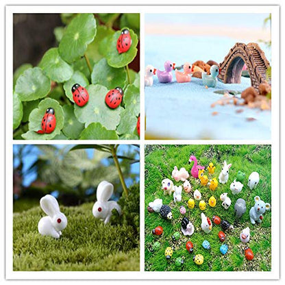 Kbraveo 45 Pcs Mini Animals Miniature Ornament Kits for DIY,Fairy Gardens Décor,Elephants,Rabbits,Hedgehogs,hens,Bunnies,Cubs,Chicks,Bees,Cows,Frogs,Snails,Turtles,Puppies,Pigs,Sheep