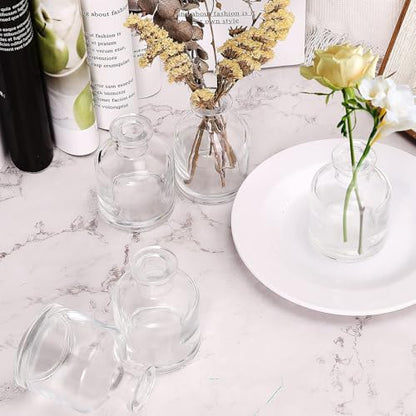 12 Pcs Bud Vases, Clear Glass, 2 x 2.8 Inch | Mini Flower Vases, Small Glass Living Bud Vases Bulk for Flowers Centerpieces, Table, Home and Living Room Decor