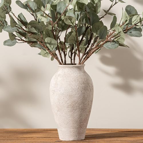 Vanselia Ceramic Flower Vase Home Decor - Large Tall Farmhouse Table Vases Rustic Vintage Living Room Kitchen Bedroom Decorations for House Book Shelf Office Coffee Desk Dining Fireplace (12" Retro) - color: Retro-12"