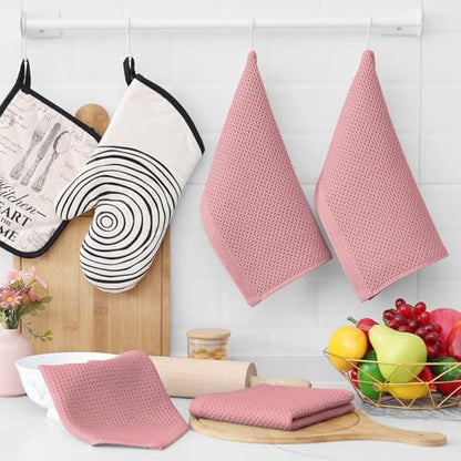 Homaxy 100% Cotton Waffle Weave Kitchen Dish Cloths 18-Pack, Dried Rose | 12 x 12 Inches, Ultra Soft Absorbent Dish Towels, Quick Drying Dish Rags with Hanging Loop - color: Dried Rose, size: 12 X 12 - 18 Pack