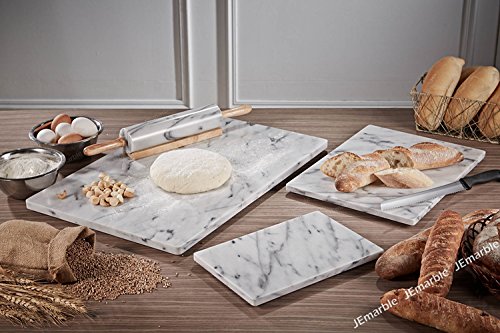 JEmarble Pastry Board 8x12 inch with Non-Slip Rubber Feets for Stability Perfect for Keep the Dough Cool and Chocolate Tempering(Premium Quality) White - size: 12"L x 8"W (Board Only)