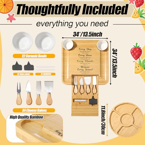 Christian Gifts for Women Engraved Charcuterie Board Gift Utensil Fruit Tray Faith Every Day God Thinks of You Scripture Bible Verse Religious Charcuterie Board Amish Gifts Jesus Present - style: Christian