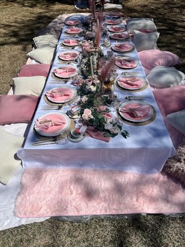 PLOYMONO Pink Cloth Napkins - 8 Pack 17" x 17" Washable Polyester Napkins | Heavy Duty 180 GSM Cloth Napkins with Hemmed Edges - Great for Restaurants, Weddings, Parties, Banquets Dinner - color: Pink