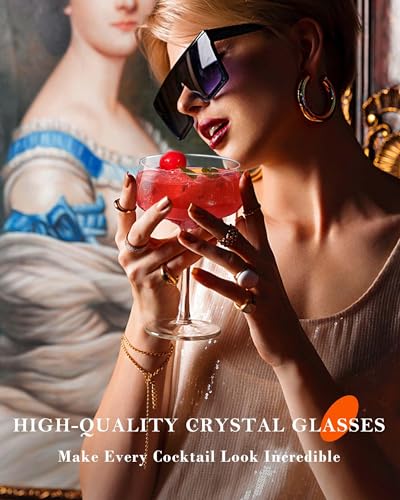 JBHO Martini Glasses, Crystal Coupe Glasses Set of 4, 10 Oz, Large and Fancy Cocktail Glasses, Hand-Blown Champagne Coupe Glasses for Espresso Martini, Manhattan as Bar Glassware or Mother's Gift
