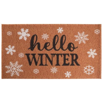 Tinideya Christmas Welcome Front Doormat, Xmas Non Slip Outdoor Mat Rug with Christmas Snowflake Decoration Pattern for Farmhouse Home Entrance Decor Yard Floor Patio, 17 x 30 Inches(Hello Winter) - style: Hello Winter