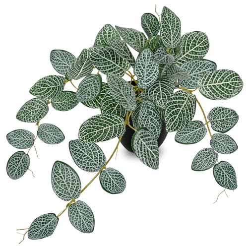 Villa Como 17.7" Artificial Plants Indoor Home Decor Faux Ivy Nerve Plant | Small Fake Potted Plants Silk Plants for Shelves Desks Living Room Office Decor, Faux Greenery Tropical Plant - color: #Green Nerve Ivy Plant