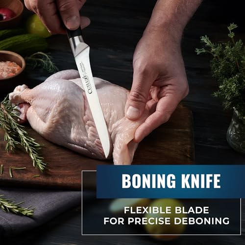 Cutluxe Butcher Knife Set, Brisket, Breaking, Boning & Fillet for Meat | BBQ Carving Blades, Ultra Sharp German Steel, Full Tang Ergonomic Handles – Grilling Gift for Men - size: 4 Pcs Brisket Knife Set