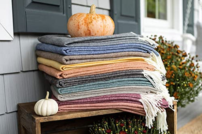 Lands Downunder Charcoal Italian Herringbone Throw - Cotton Blend - 51"x67" - color: Charcoal