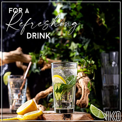 Vikko Drinking Glasses, 11 Ounce Glass Cups, Durable Glasses Drinking Set of 6, Tall Water Glasses, Stackable Highball Glasses, Heavy Base Tumblers & Water Glasses, Dishwasher Safe Cups - style: 11 Ounce- Set of 6