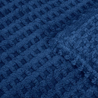 Soft Cozy Fuzzy Fleece Queen Size Blanket, Waffle Navy Blue, 90x90 Inches – Lightweight, Fluffy, and Warm 3D Jacquard All-Season Blanket for Bed, Couch, Sofa, Camping, and Travel - color: Waffle Navy Blue, size: Queen (90" x 90")