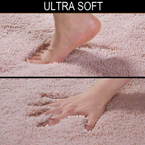 Walensee Shaggy 2 Piece Bath Rug Set (Dusty Pink) - 20 x 24 U Shape Contour & 20 x 32 Bath Mat - Machine Wash/Dry - Plush Absorbent Non Slip - color: Dusty Pink