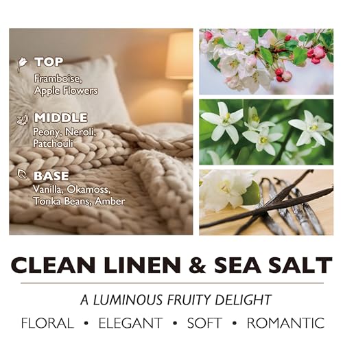 HomeLights Scented Candles - Large Jar Aromatherapy, Natural Soy Wax, 130 Hour Long Burning, Clean Linen & Sea Salt - color: Clean Linen & Sea Salt
