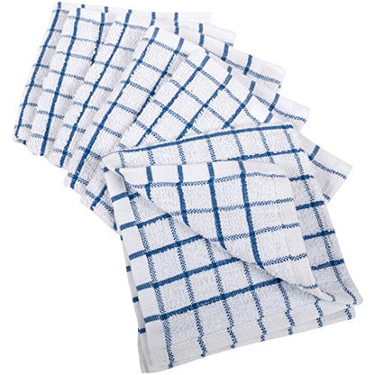 KAF Home Pantry 100% Cotton Checkered Grid Dish Cloths | Set of 6, 12 x 12 Inches | Absorbent and Machine Washable | Perfect for Cleaning Counters, and Any Household Spills - Blue - color: Blue
